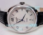 Copy Patek Philippe Calatrava White Dial Black Leather Strap Watch